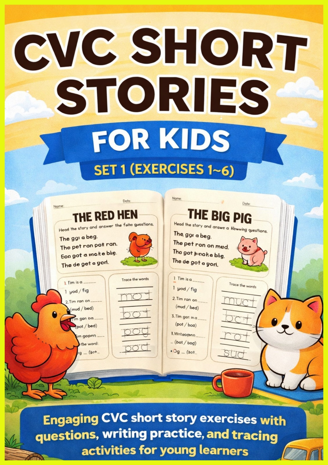 CVC Short Stories for Kids – Set 1 (Exercises 1–6)